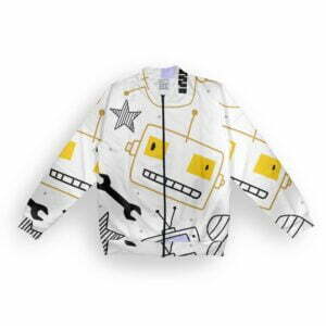 Robot Style Men's Zipper Bomber Jacket With Pockets its clover