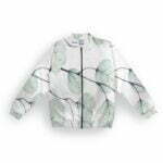 White Leaf Style Men's Zipper Bomber Jacket With Pockets its clover