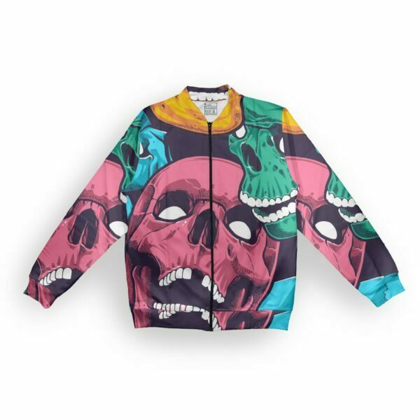 Skully Style Men's Zipper Bomber Jacket With Pockets its clover