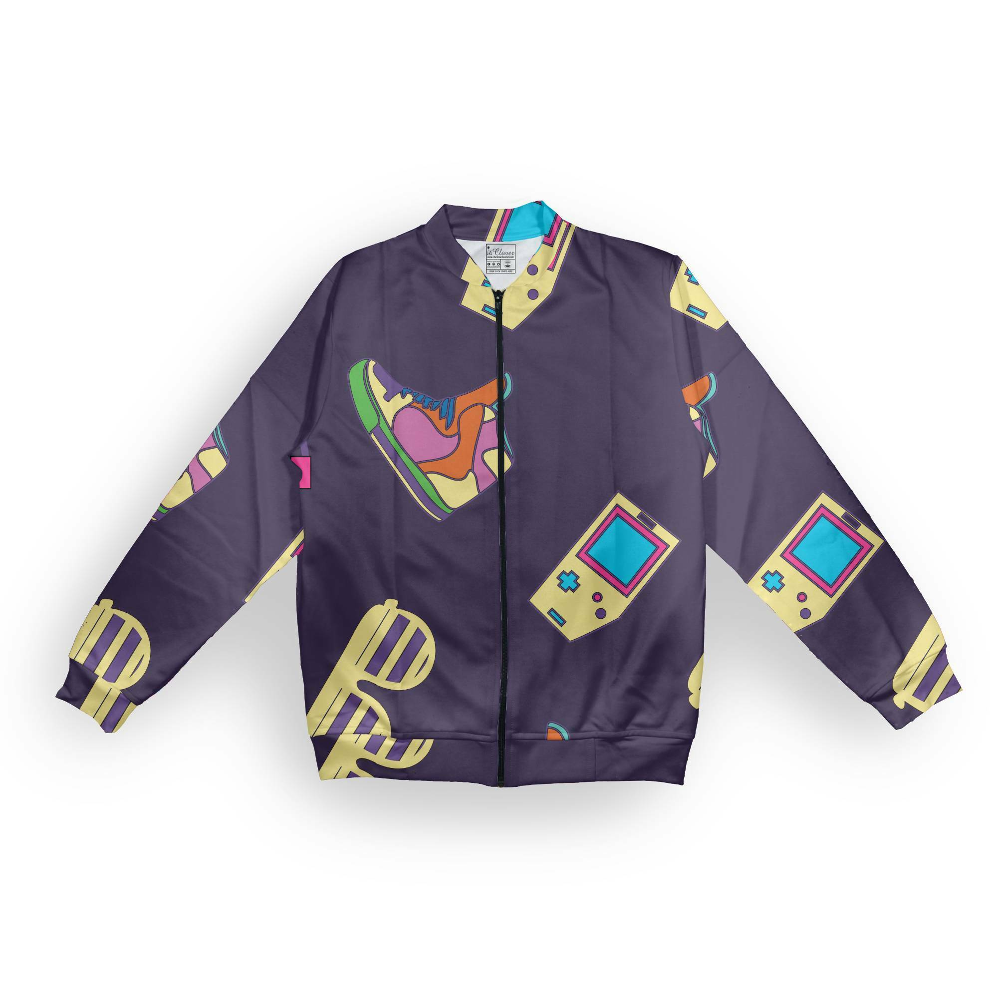 BomberJacketMen_sFrontitsclover_24 Cool 90's Style Men's Zipper Bomber Jacket With Pockets its clover