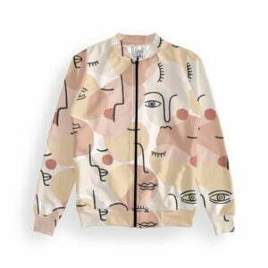 Human Faces Women's Zipper Bomber Jacket With Pockets