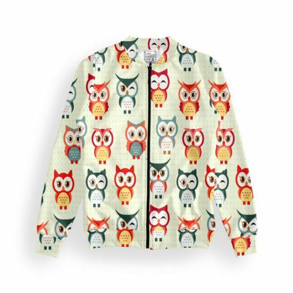 Owl Style Women's Zipper Bomber Jacket With Pockets its clover