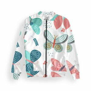 Butterfly Women's Zipper Bomber Jacket With Pockets its clover