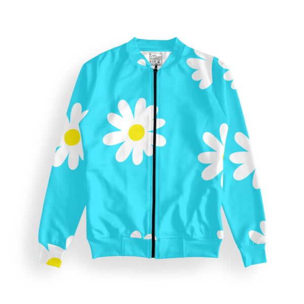 Sky Blue Style Women's Zipper Bomber Jacket With Pockets its clover
