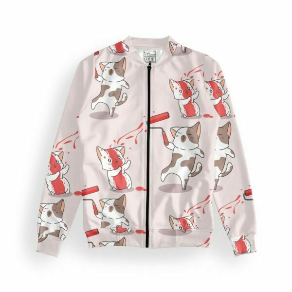 Cute Dog Fun Style Women's Zipper Bomber Jacket With Pockets its clover