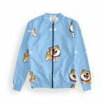 Cute Dog Women's Zipper Bomber Jacket With Pockets its clover