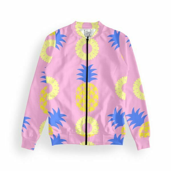 Pineapple Style Women's Zipper Bomber Jacket With Pockets its clover