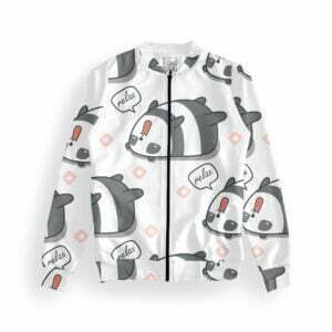 Panda Women's Zipper Bomber Jacket With Pockets its clover