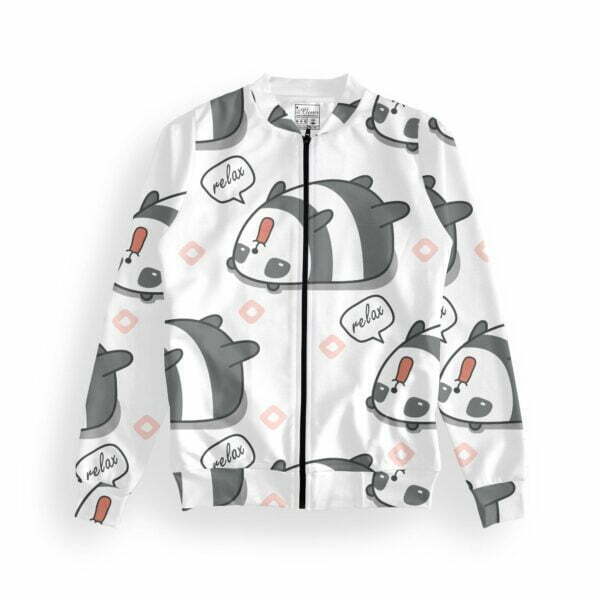 Panda Women's Zipper Bomber Jacket With Pockets its clover
