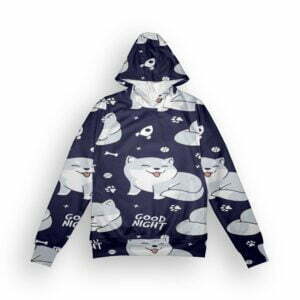 Doggie Goodnight Style Blue Women's All over print Hoodie with Pockets its clover
