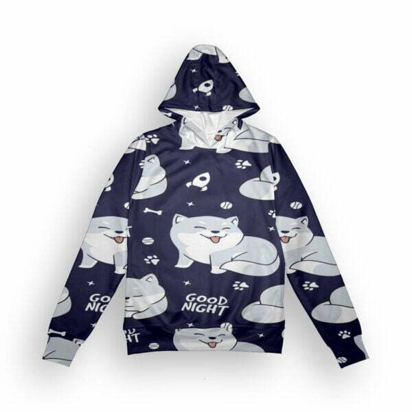 Doggie Goodnight Style Blue Women's All over print Hoodie with Pockets its clover