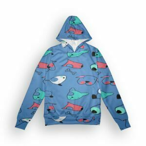Doggie lover Style Blue Women's All over print Hoodie with Pockets its clover