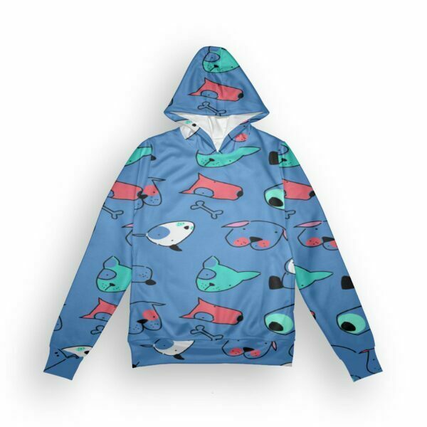 Doggie lover Style Blue Women's All over print Hoodie with Pockets its clover