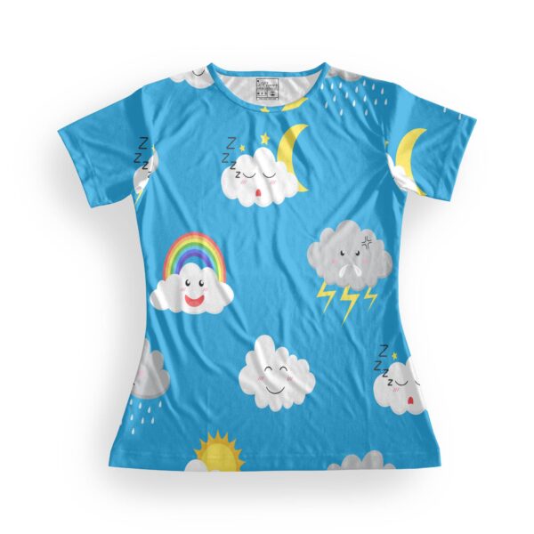 Cloudy Women's Round Neck All over print T-shirt its clover