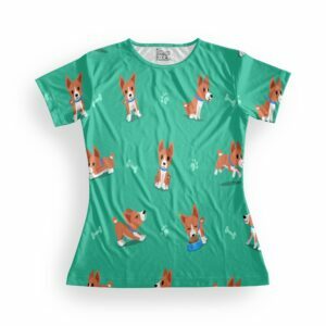Cartoon Dog Women's Round Neck All over print T-shirt its clover