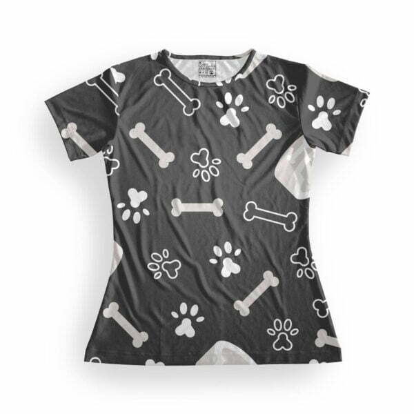 Dog Bone Black Women's Round Neck All over print T-shirt its clover