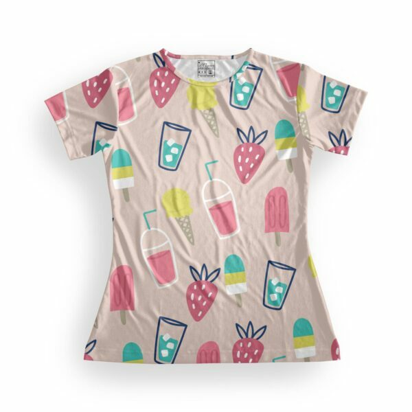 Summer Women's Round Neck All over print T-shirt its clover