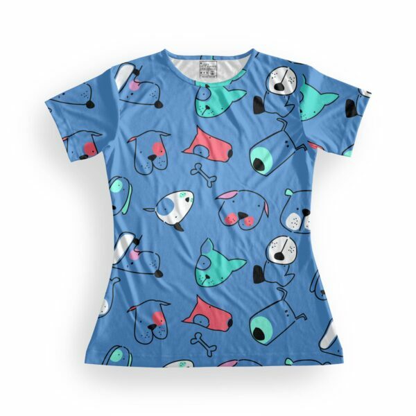 Cute Dog Women's Round Neck All over print T-shirt ITS CLOVER