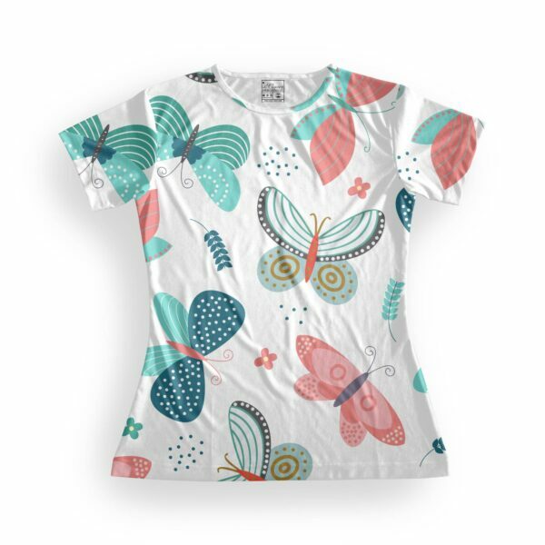 Butterfly Women's Round Neck All over print T-shirt its clover