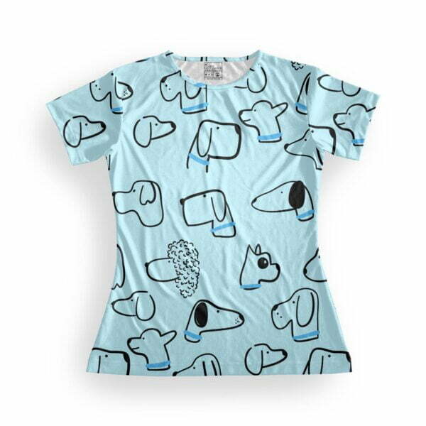 Dog Pattern Women's Round Neck All over print T-shirt its clover