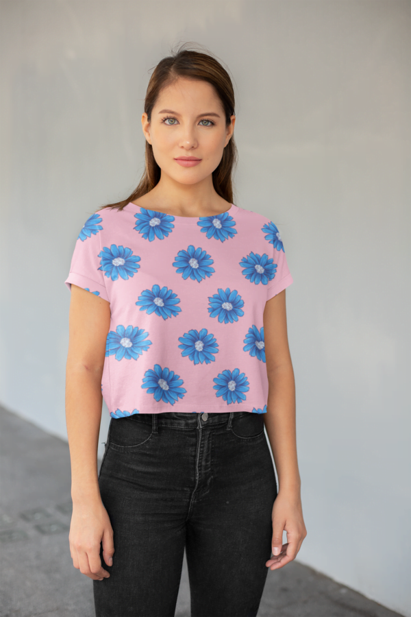 Floral Pink Women's All over print Crop Top - Its Clover