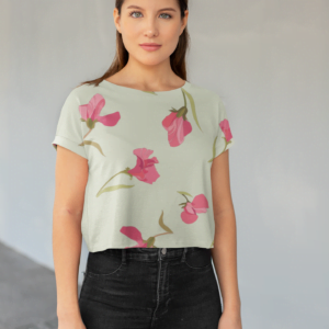 Light Green floral Style Women's All over print Crop Top - Its Clover