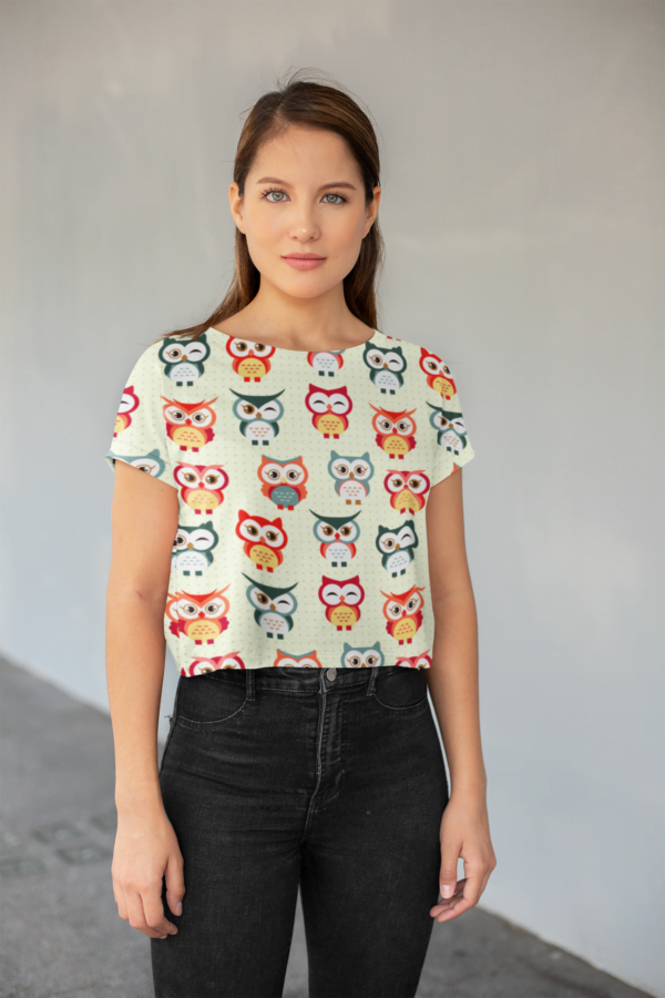 Owl Style Women's All over print Crop Top - Its Clover