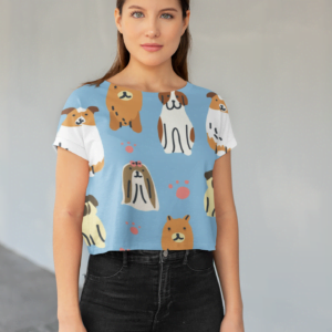 Sky Blue Doggie Style Women's All over print Crop Top - Its Clover