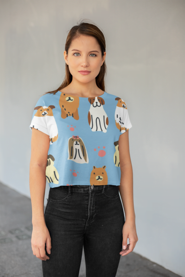 Sky Blue Doggie Style Women's All over print Crop Top - Its Clover