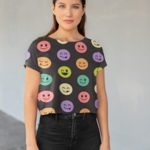 Smiley Style Women's All over print Crop Top its clover