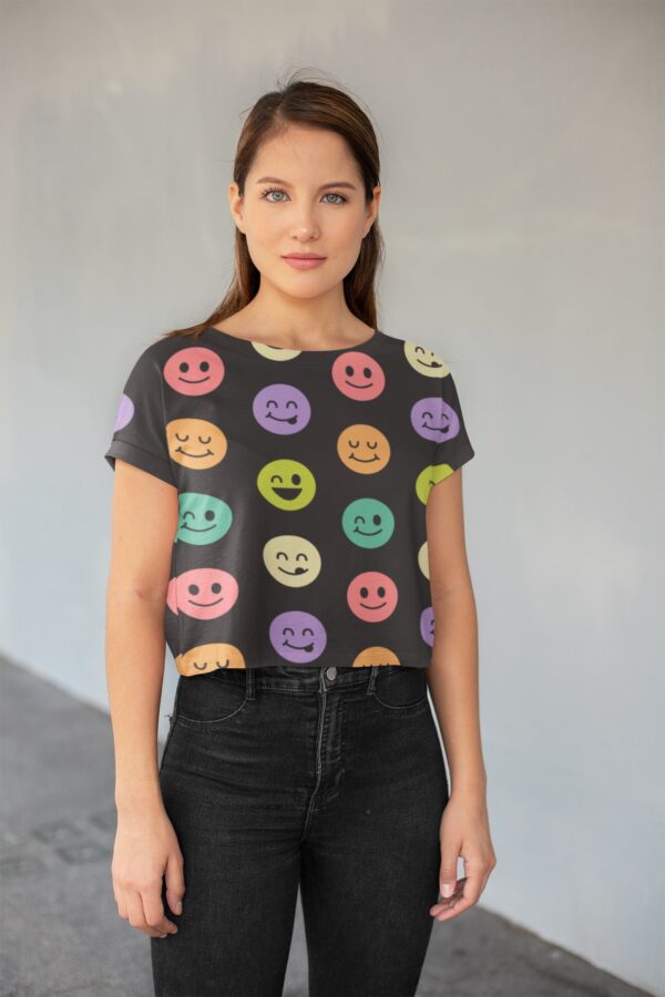 Smiley Style Women's All over print Crop Top its clover