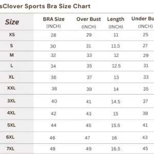 itsclover sports bra Size Chart