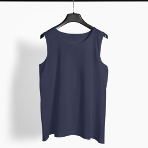 Plain Navy Blue Men's Round Neck Vest its clover