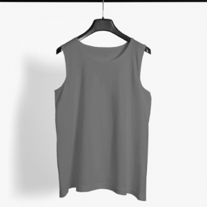 Plain Charcoal Melange Men's Round Neck Vest its clover