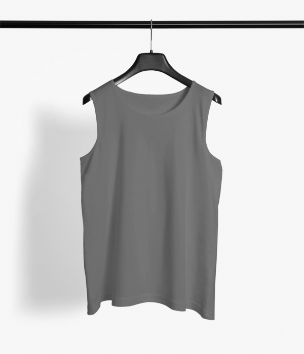 Plain Charcoal Melange Men's Round Neck Vest its clover