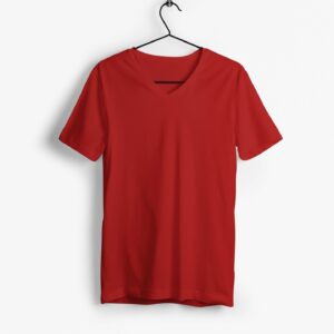 Plain Red Men's V-Neck Half Sleeve T-shirt its clover