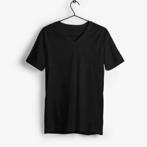 Plain Black Men's V-Neck Half Sleeve T-shirt its clover