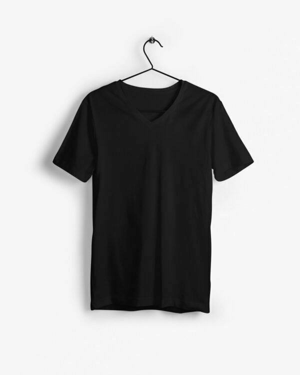 Plain Black Men's V-Neck Half Sleeve T-shirt its clover
