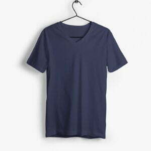 Plain Navy Blue Men's V-Neck Half Sleeve T-shirt its clover