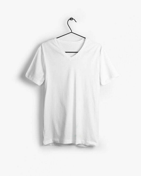 Plain White Men's V-Neck Half Sleeve T-shirt its clover