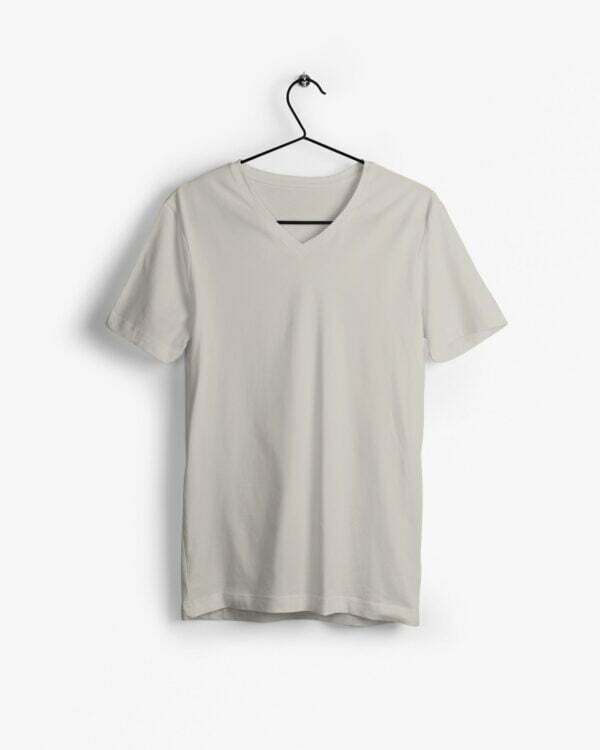 Plain Grey Melange Men's V-Neck Half Sleeve T-shirt its clover