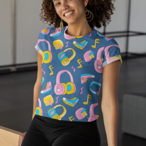 Music Blue Style Women's All over print Crop Top - Its Clover