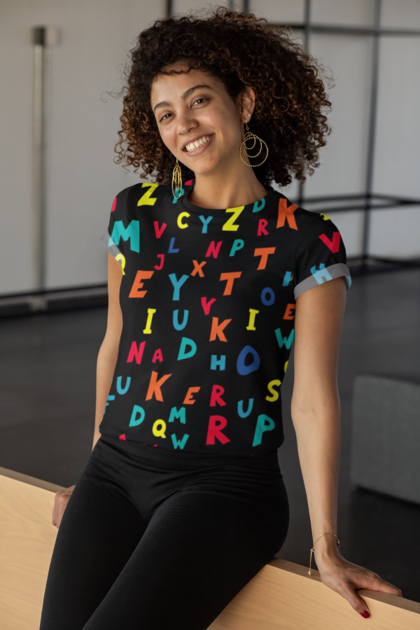 Alphabet Style Women's All over print Crop Top - Its Clover