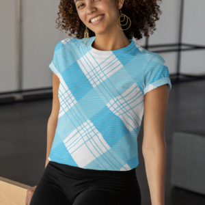 Check Sky Blue Style Women's All over print Crop Top