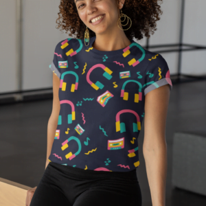 Music Dark Blue Style Women's All over print Crop Top - Its Clover