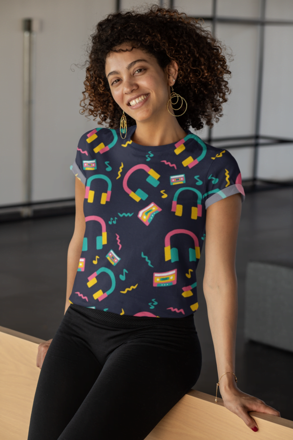 Music Dark Blue Style Women's All over print Crop Top - Its Clover