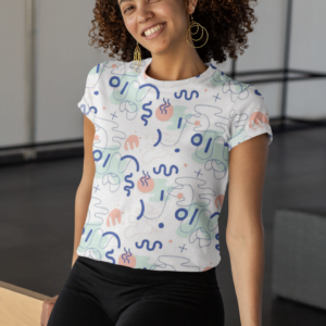 Abstract White Style Women's All over print Crop Top - Its Clover