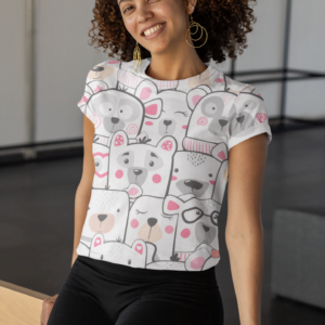 White Doggie Style Women's All over print Crop Top - Its Clover