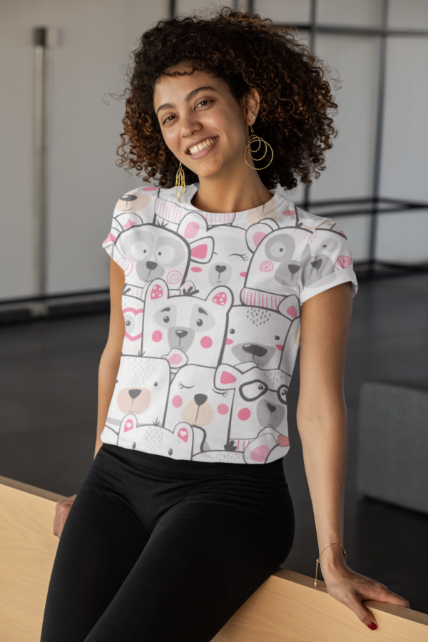 White Doggie Style Women's All over print Crop Top - Its Clover