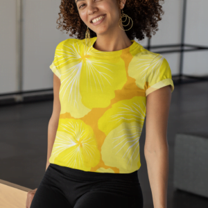 Yellow flower Style Women's All over print Crop Top - Its Clover